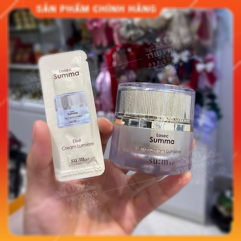 Combo 10 Gói  kem dưỡng tái tạo trắng da Su:m37 LosecSumma Elixir Cream Lumiere 1ml