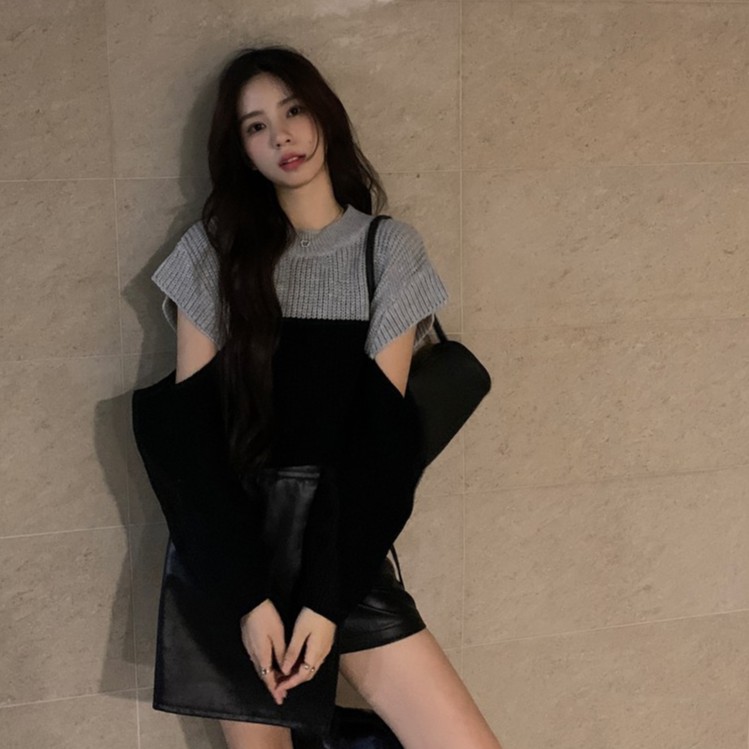 Áo Sweater Dáng Ngắn Hở Vai Kiểu Retro Hồng Kông Thời Trang Dễ Phối Đồ