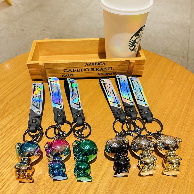 Móc Khóa Khủng Long Mạ Điện Màu gradient Sáng Tạo