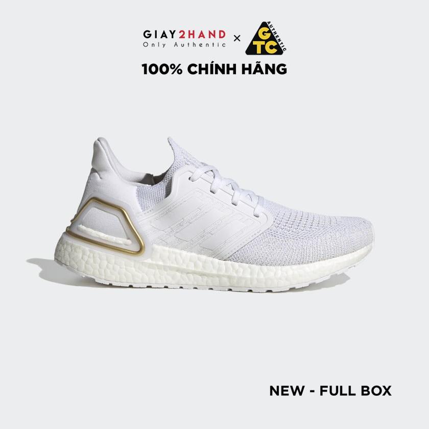 (AUTHENTIC 100%) Giày Sneaker Thể Thao Chạy Bộ ADIDAS ULTRABOOST 20 W “White/Gold” CHÍNH HÃNG 100%