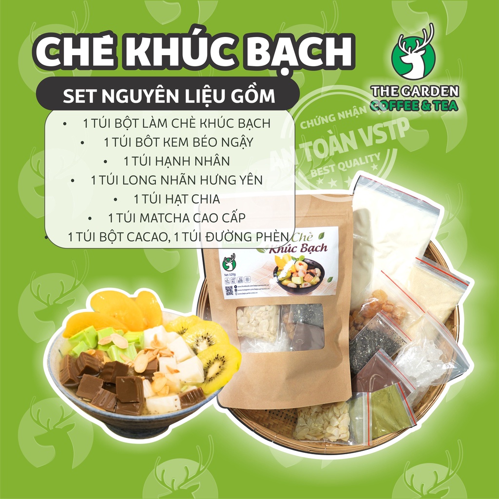 Chè khúc bạch tự nấu, set nguyên liệu nấu chè 3 vị thạch thơm ngon THE GARDEN