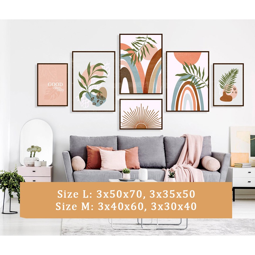 SET 6 TRANH TREO TƯỜNG PHÒNG KHÁCH - TIỆM TRANH 91 - TRANH CANVAS Bắc Âu, tranh trang trí decor, tặng kèm đinh treo