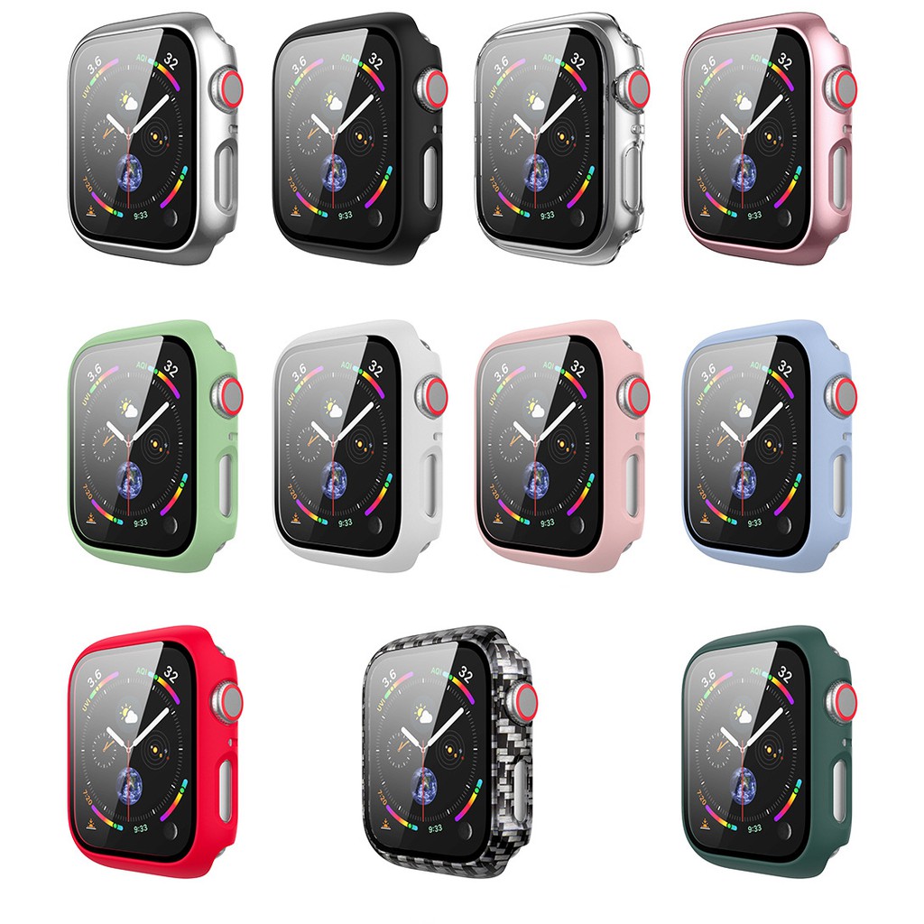 Ốp Case Vân Carbon Kính Cường Lực cho Apple Watch Series 4/5/6/SE (Size 40mm/44mm).