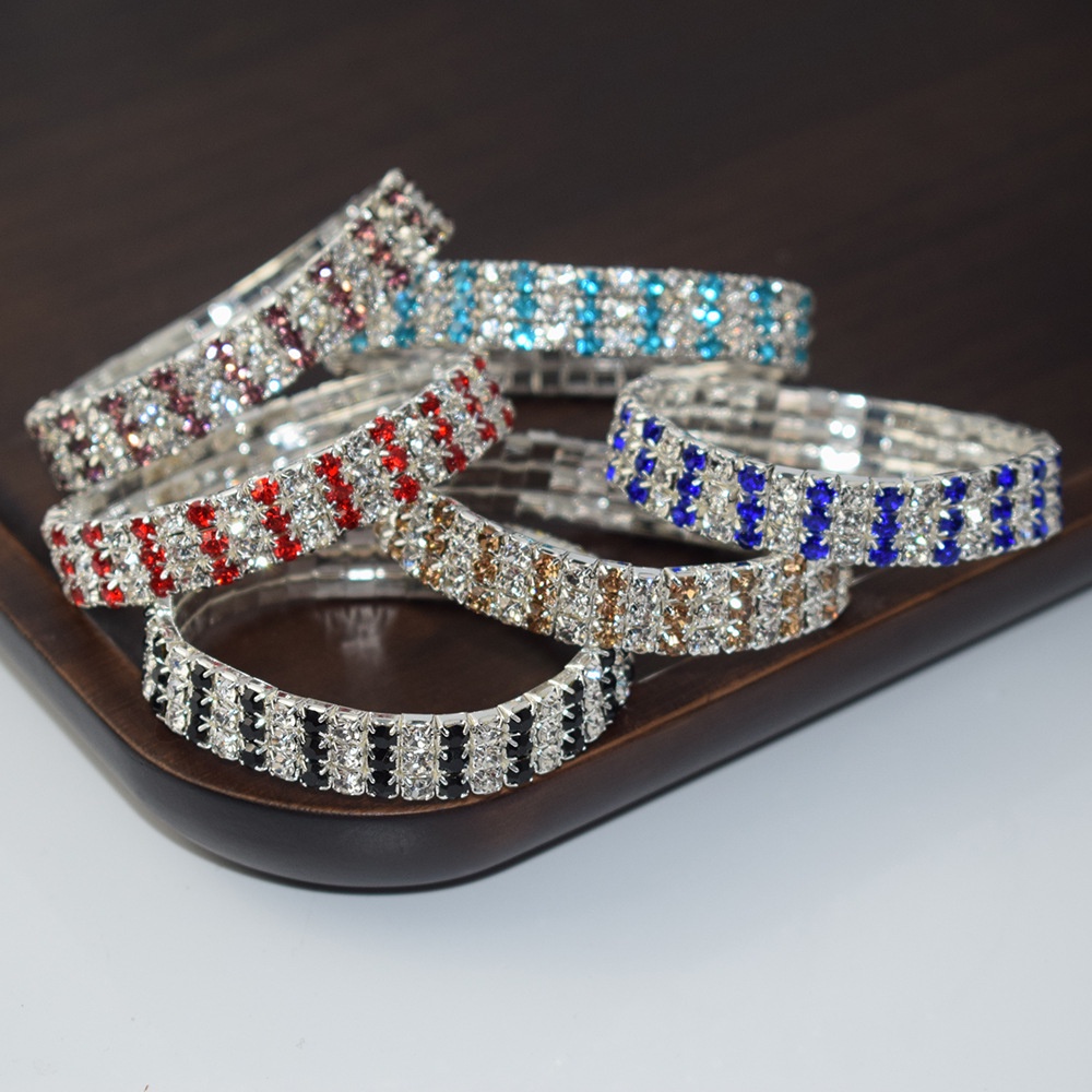 Vòng Tay Hở Nhiều Lớp Đính Đá Kim Cương Toàn Diện Thời Trang