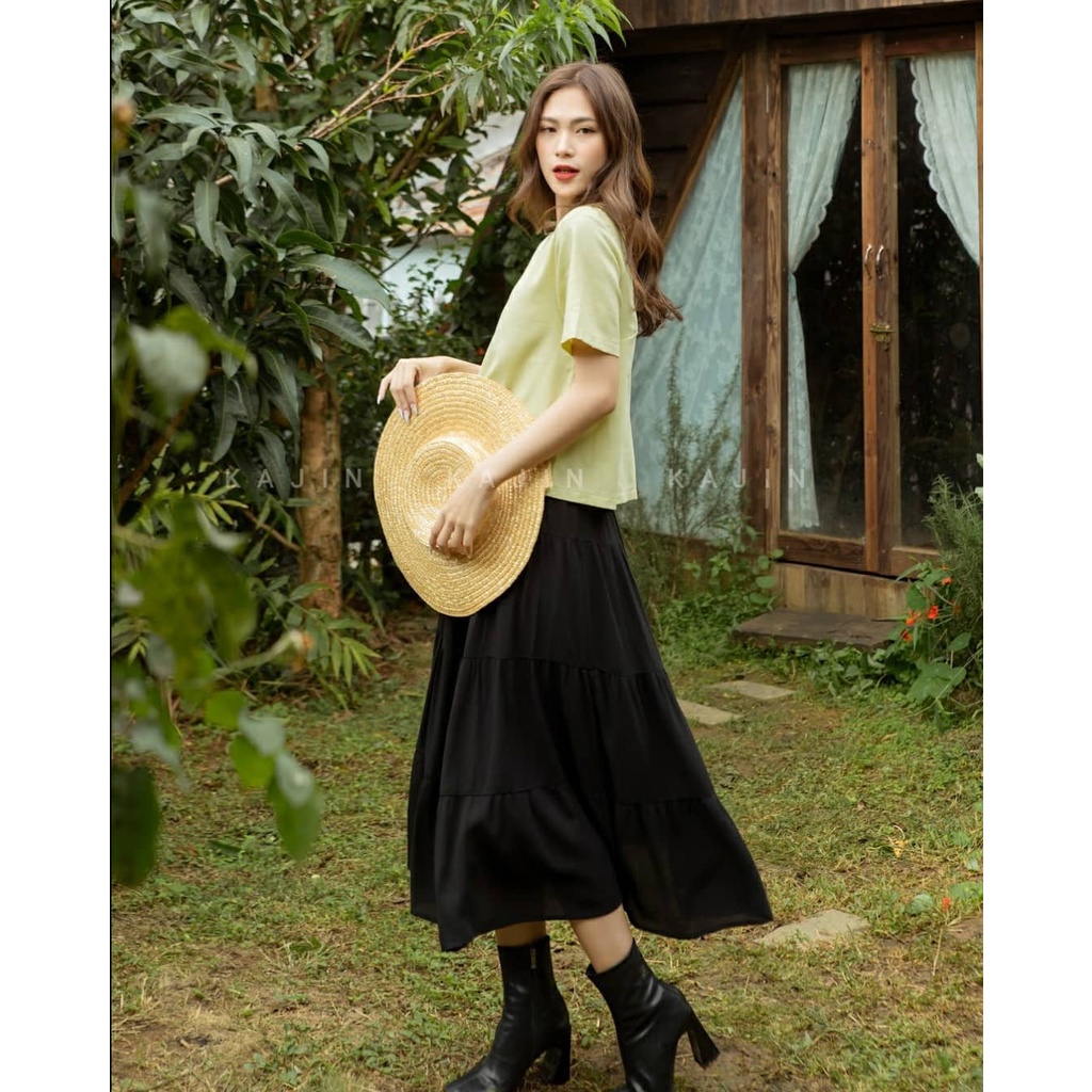 Chân Váy Nữ Midi Dáng Dài 2 Lớp Lưng Thun Siêu Xinh