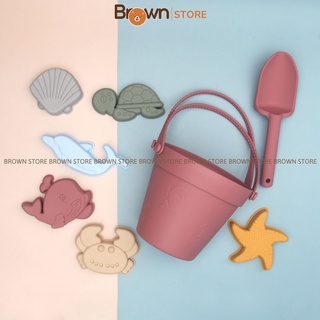 Đồ chơi xúc cát bằng silicone cho bé siêu bền, nhiều hình động vật nghộ nghĩnh bé thích thú Brown store