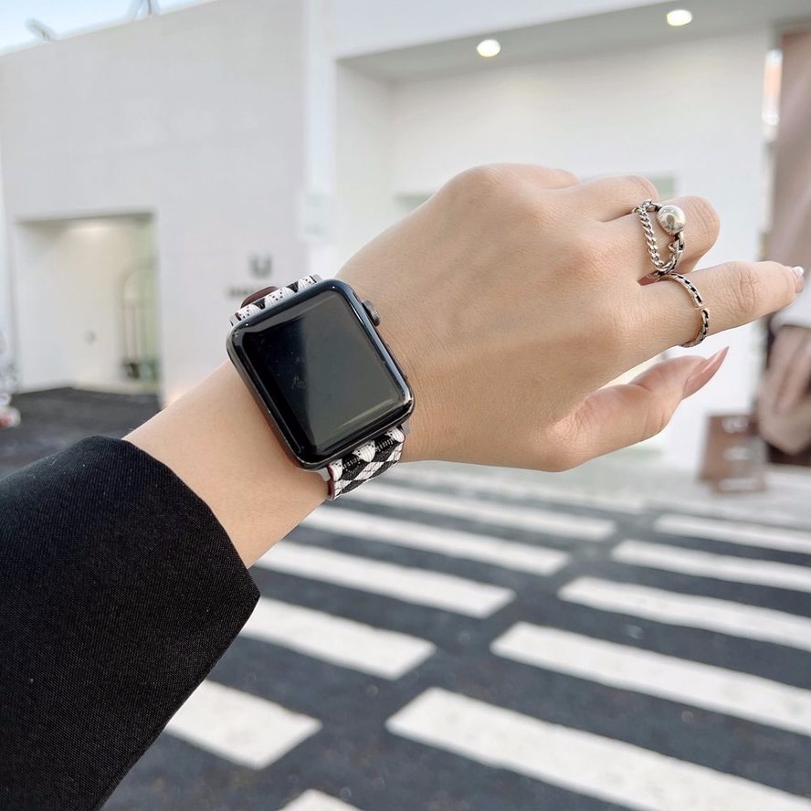 Dây Đeo Đồng Hồ Họa Tiết Lưới Cho Apple Watch Series 7 6 SE 5 4 41mm 45mm 40mm 44mm 38mm 42mm 3 2 1