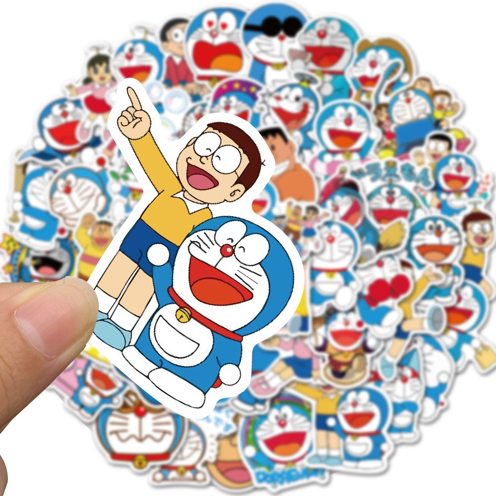 Y&P| Hình Dán Chống Nước Doraemon Nhật Bản Anime Mũ Bảo Hiểm Máy Tính Xách Tay Hành Lý Dán Thiết Lập, 50 tờ