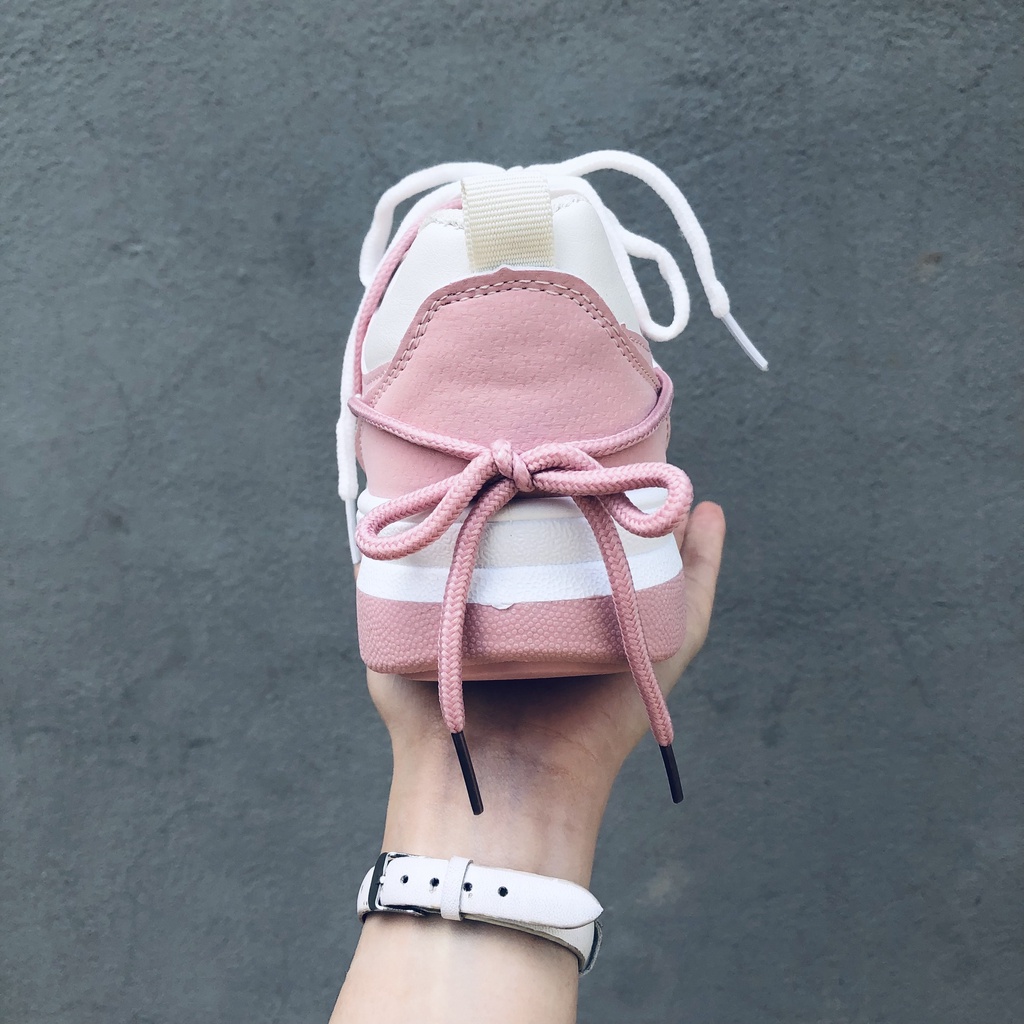 Giày thể thao nữ đế bánh mì hồng cao cấp Giầy sneaker Ulzzang độn đế Hot Hit