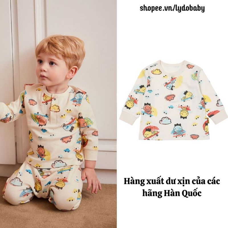 Áo dài tay bé trai bé gái hàng hiệu xuất hàn quốc dư xịn chất cotton hữu cơ mùa thu đông 6 tháng 12 tháng tuổi - 6 tuổi