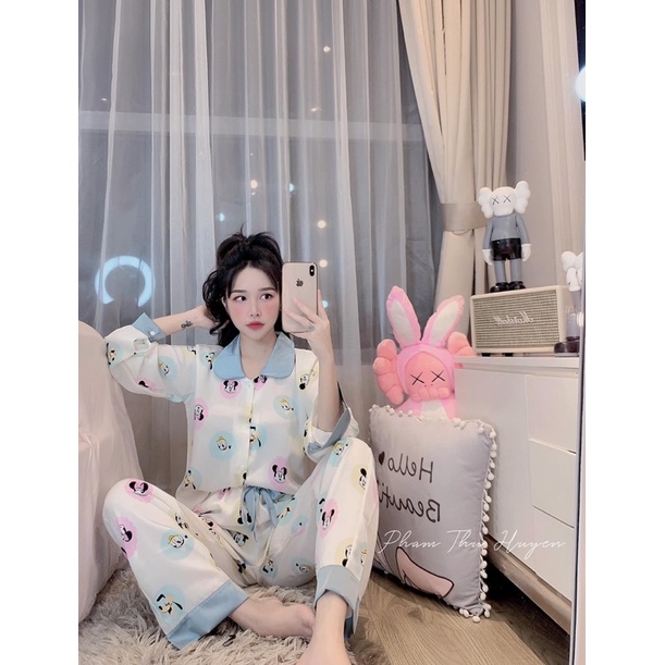 [BỘ PIJAMA] BỘ ĐỒ NỮ ÁO DÀI QUẦN DÀI HÌNH DỄ THƯƠNG_Kèm ảnh và video thật