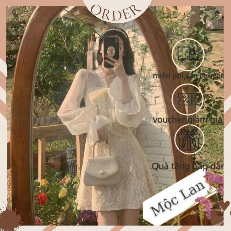 (MộcLan ORDER) 🎀Váy ulzzang ren lưới kiểu tiểu thư tay loe/Đầm xoè công chúa dự tiệc bánh bèo điệu vintage đi tiệc | BigBuy360 - bigbuy360.vn