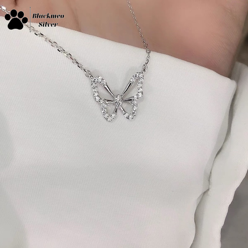 Dây chuyền nữ bạc, dây chuyền bướm pha lê đính đá pha lê nhân tạo siêu đẹp