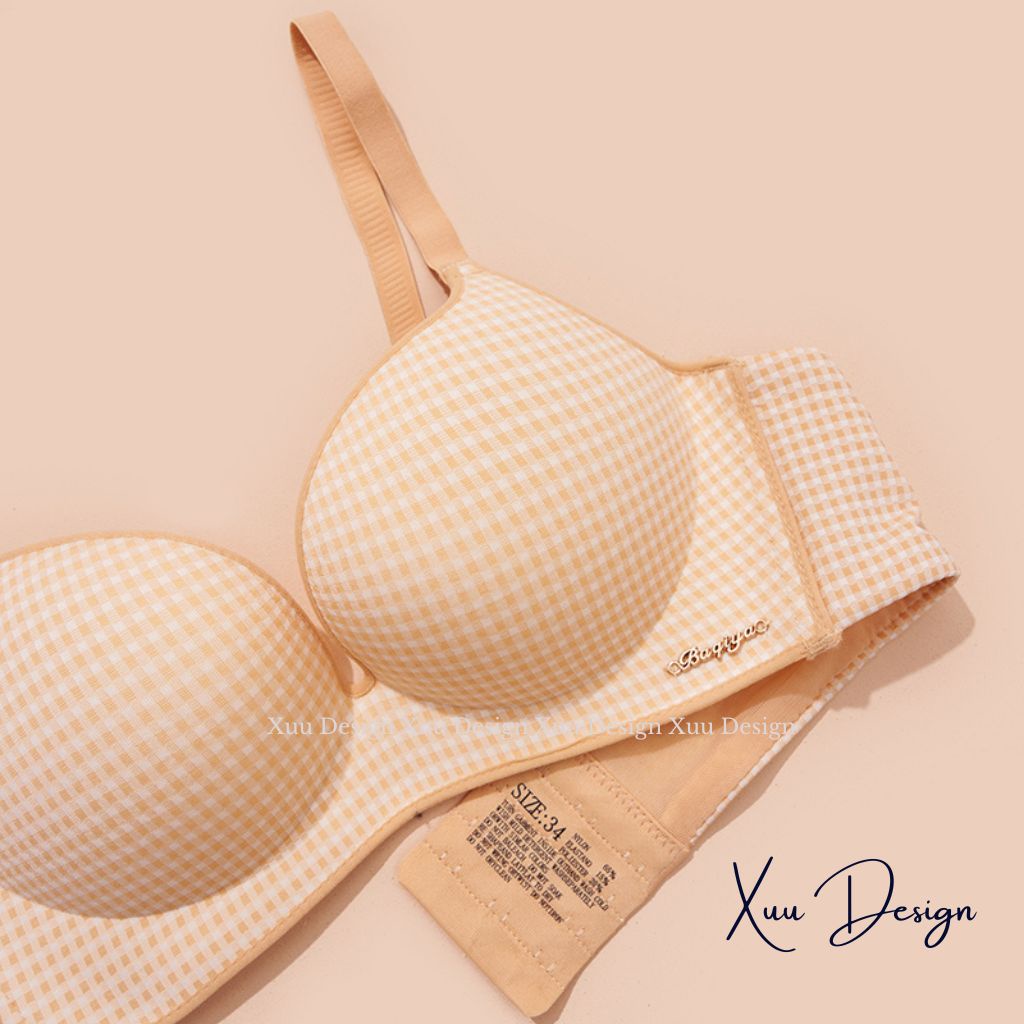 Áo ngực nữ kẻ caro XUU thiết kế đệm mỏng vừa không gọng nâng ngực gợi cảm có lỗ thông hơi - AV12