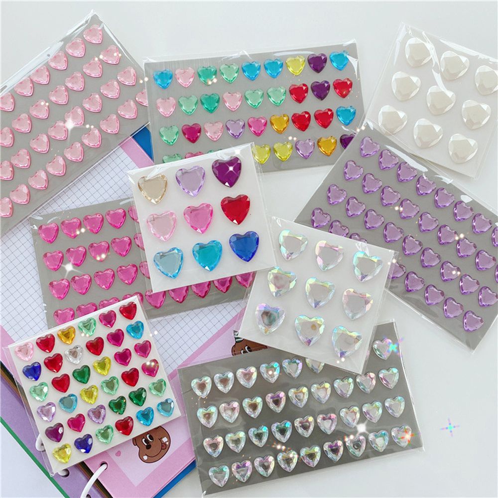 Miếng Dán Đính Đá 3d Lấp Lánh Hình Trái Tim Dễ Thương Trang Trí Sổ Tay / Điện Thoại / Album Ảnh / Đồ Chơi Cho Bé Diy