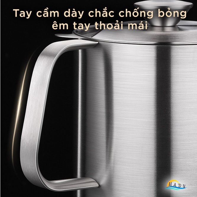 Bình lọc dầu ăn inox 304 cao cấp chất lượng cao kháng khuẩn 99,99% ca lọc dầu nhanh sạch dễ vệ sinh tay cầm êm SSGP