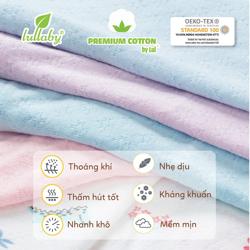 Set 2 body cotton vân thoáng Lullaby NH614P, body cộc tay bé trai, bé gái cao cấp