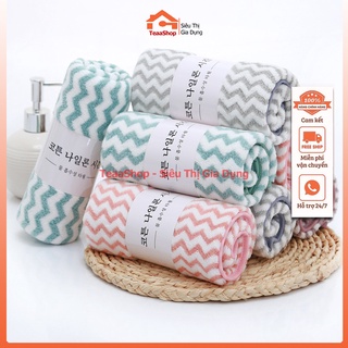 Combo 10 khăn mặt lông cừu xuất hàn siêu mềm mịn, vân kẻ sọc 30x50cm mã gd0122
