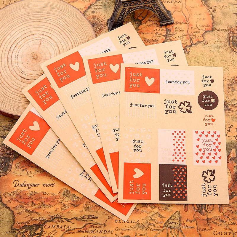13 Sticker Giấy Kraft JUST FOR YOU, Chỉ việc gỡ ra dán