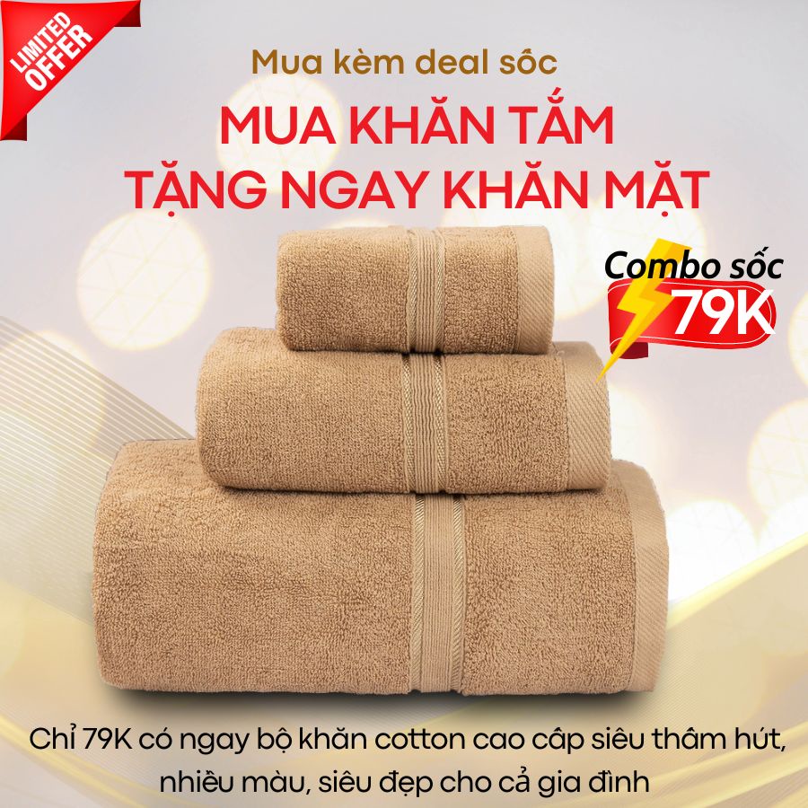 Khăn Tắm Cao Cấp Khăn Mặt Lau Đầu Cotton Siêu Thấm Hút Nhiều Màu Không Phai KM0302 KG0202 KT0502