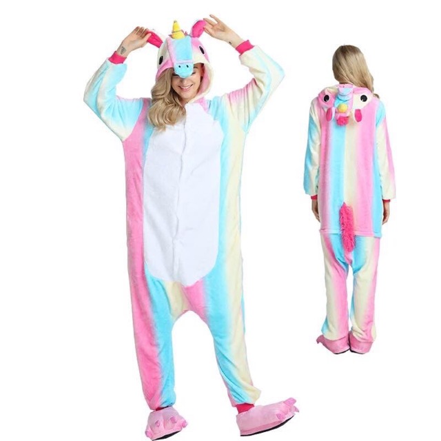 Pijama đồ ngủ thú hình unicorn 7 màu nhạt