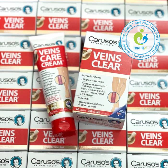 Kem giảm giãn tĩnh mạch (75g) cho người từ 18 tuổi Caruso's Veins Care Cream, Úc