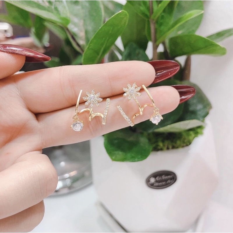 Bông tai bạc ta kiểu dáng ôm vành tai siêu đẹp , sang chảnh - Vàng Bạc Khải Khải