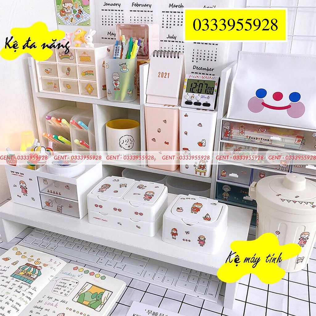 💫COMBO KỆ ĐA NĂNG - KỆ MÁY TÍNH ĐỂ BÀN LÀM VIỆC 💝 DECOR - LẮP GHÉP