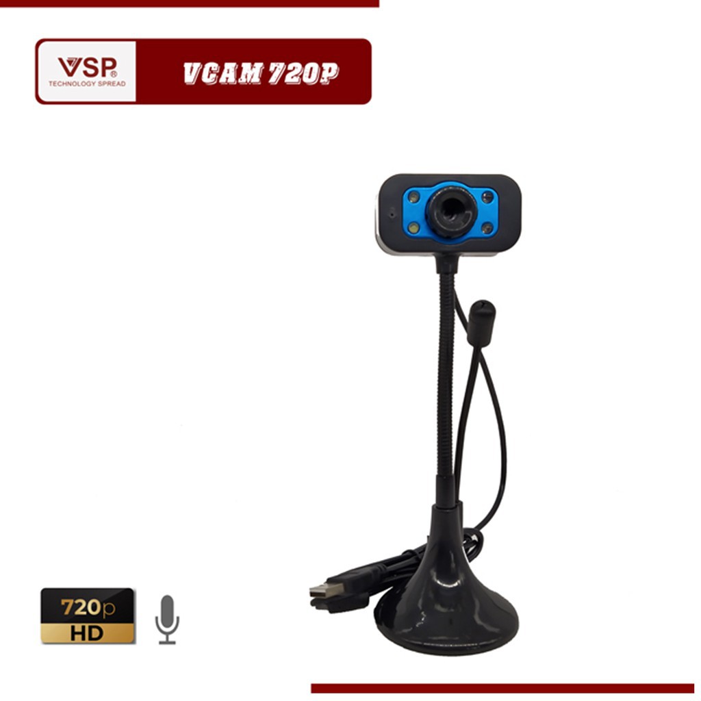 &lt;NEW&gt; Webcam VCAM 720p HD-LED-MICRO-(TRAY)