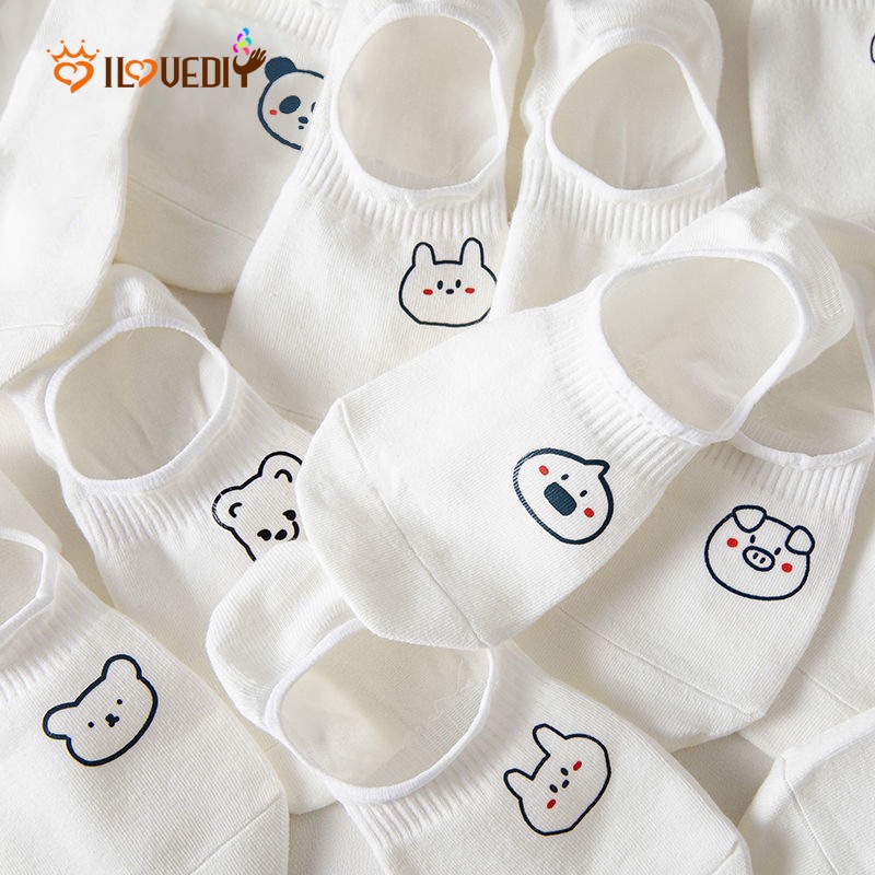 [Màu Sắc Ngẫu Nhiên] Vớ Thuyền Mỏng Ngắn Dễ Phối Đồ Thoáng Khí Thấm Hút Mồ Hôi / Miệng Nông Hình Thú Hoạt Hình Dễ Thương Cho Bé Gái