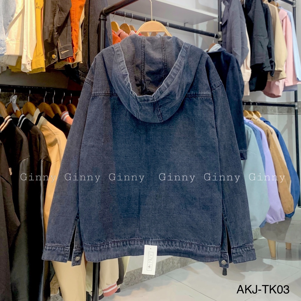 Áo Khoác Jean Phối Nón AKJ TK03 | Phong Cách | Thời Trang | GinHouseShop