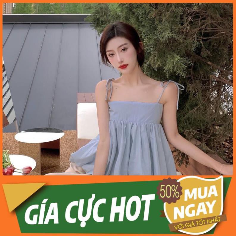 🍊 Áo Babydoll Hai Dây Dáng Croptop Nơ Buộc Vai Nữ Tính *