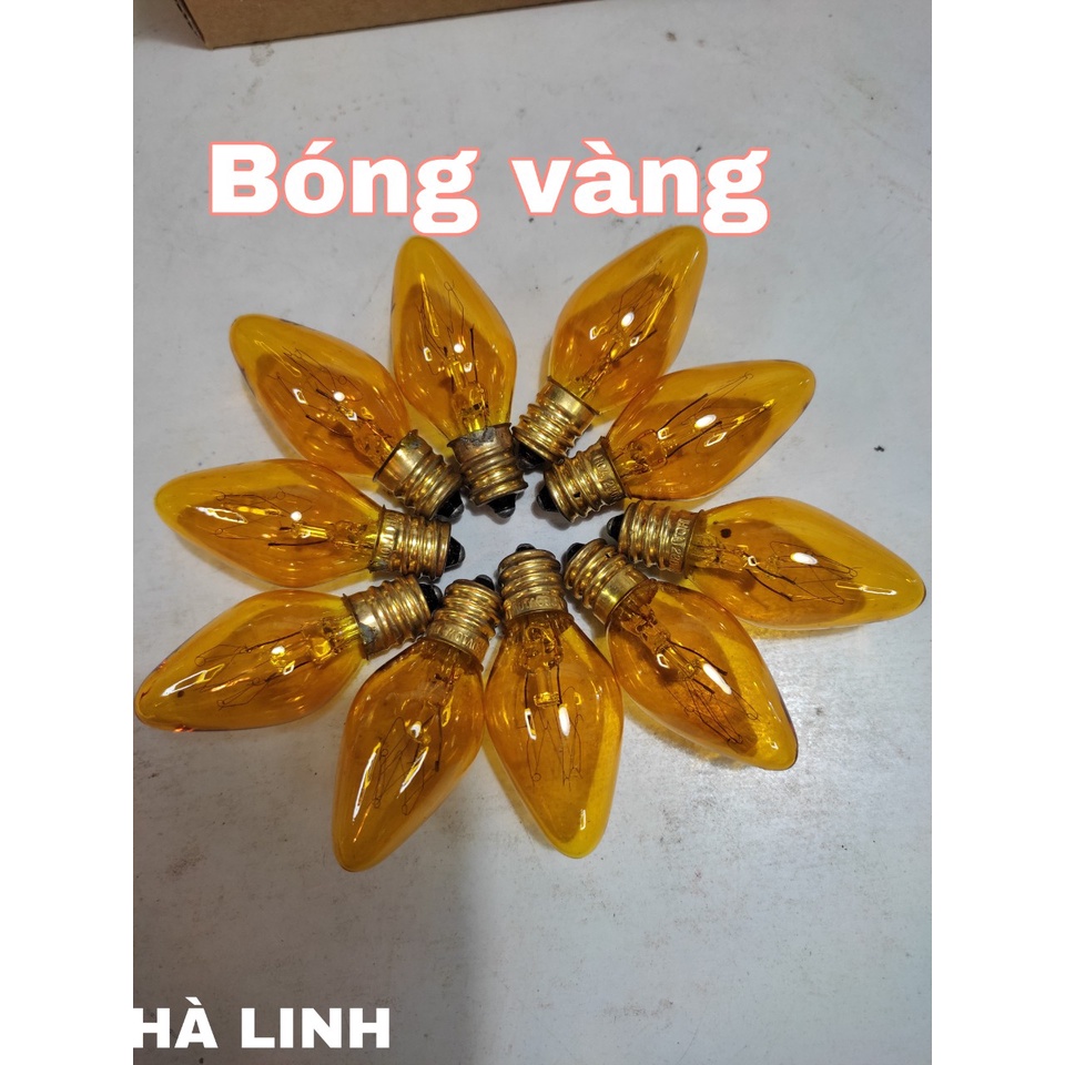 10 bóng quả nhót sợi đốt bóng đèn thờ đèn ngủ màu đỏ vàng đui E12 Vĩ Châu