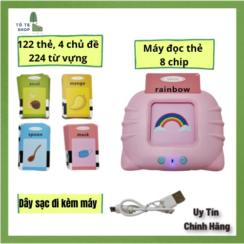 Máy đọc thẻ tiếng Anh 112 Flashcard cho bé, thẻ học 224 từ vựng tiếng Anh, máy đọc thẻ từ vựng tiếng Anh con mèo