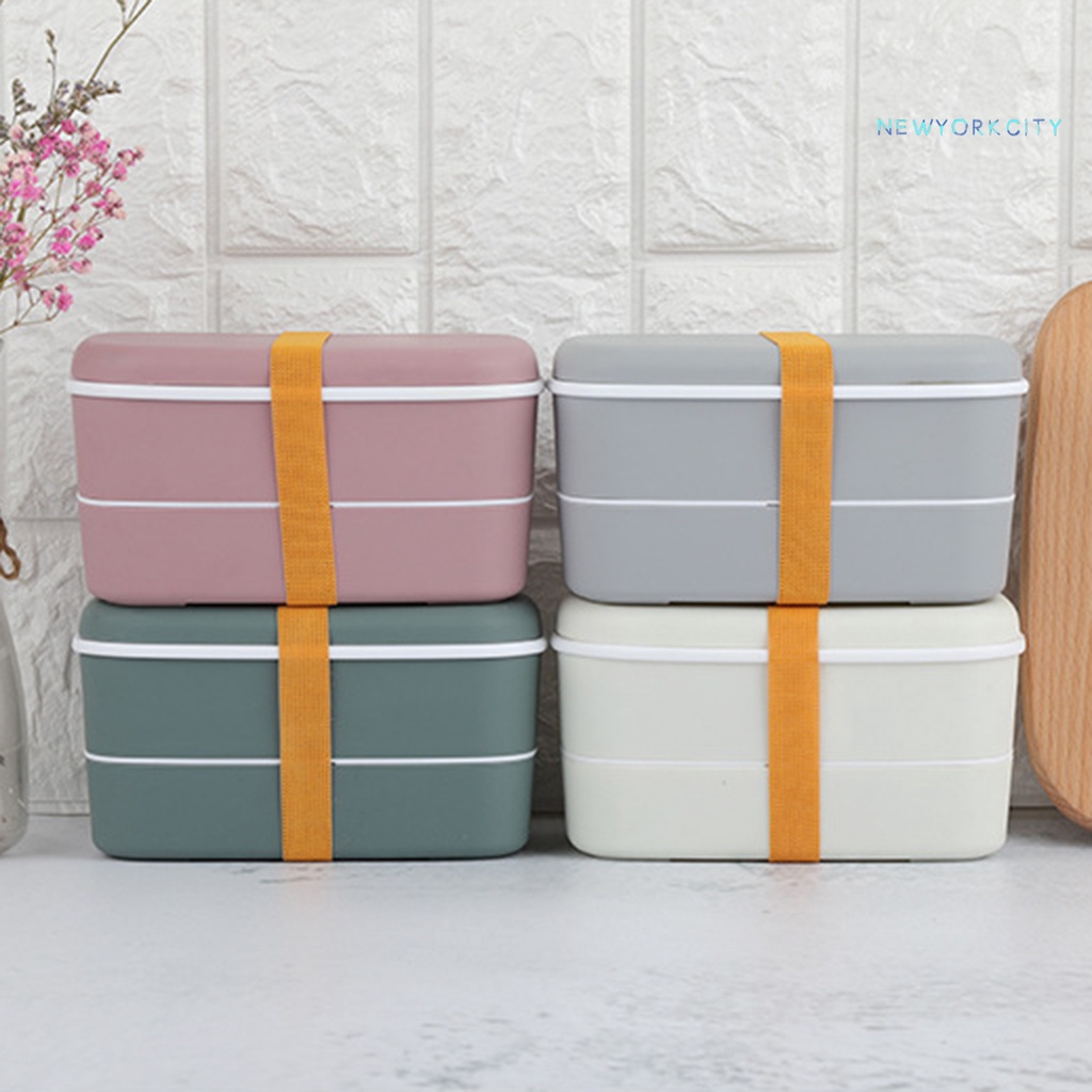 Hộp Đựng Cơm Trưa 2 Tầng Bằng Nhựa Pp Có Thể Dùng Trong Lò Vi Sóng Kèm Đũa