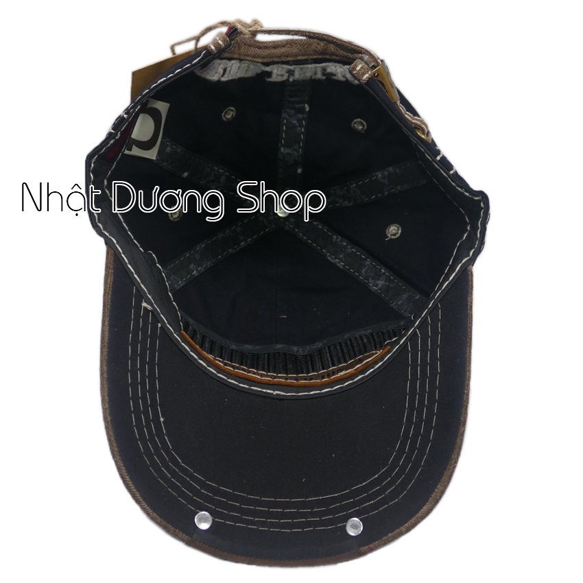 Nón lưới trai ông địa đàn kaki,Nón kết ông địa True Religion loại xịn thêu một nữa - Vải Kaki, vá da trước kết