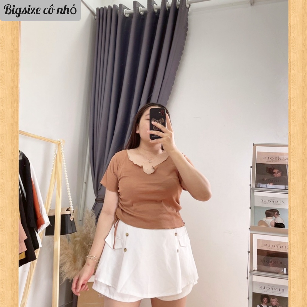 Áo Thun Kiểu Nữ Bigsize 55KG - 95KG Rút Dây Một Bên Che Bụng Tôn Dáng Lên Phom Cực Xinh MÃ A31
