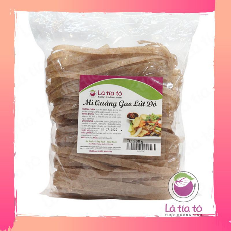 MÌ QUẢNG GẠO LỨT ĐỎ 500gr - LÁ TÍA TÔ