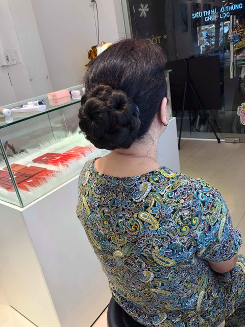 Tóc búi hoa cao cấp