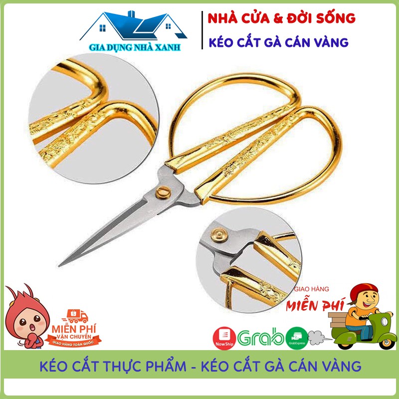 GD02 Kéo Cắt Thực Phẩm, Kéo Cắt Gà Cán Vàng Vảy Rồng Siêu Bén