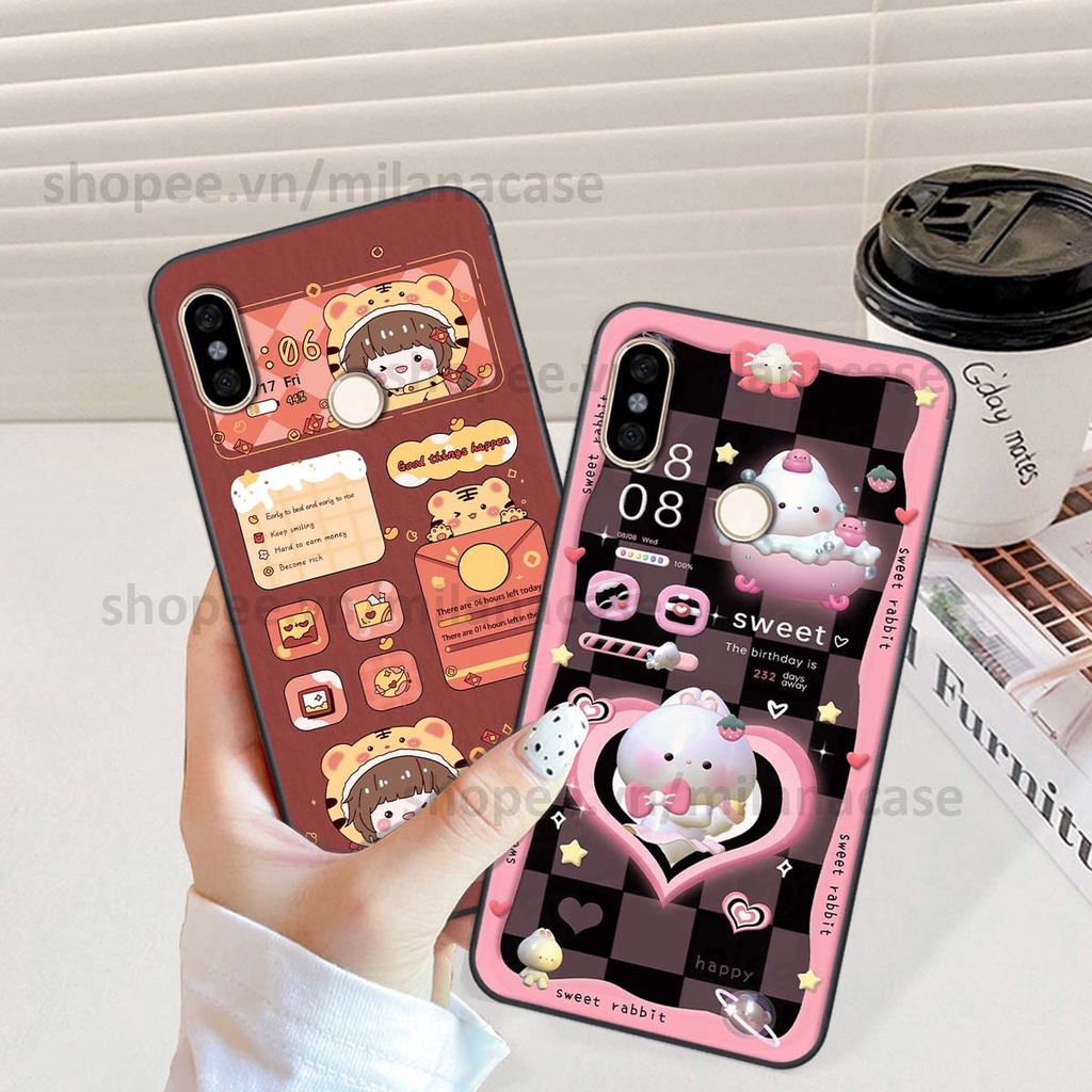 Ốp Xiaomi Mi A2 hình đồng hồ icon gấu mèo cute cực dễ thương ngộ nghĩnh