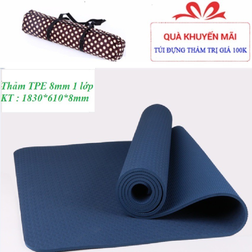 SALE : HOT Thảm tập yoga đúc 1 lớp dày6mm/ 8mm siêu cao cấp các màu tặng túi đựng và dây buộc chuyên dụng