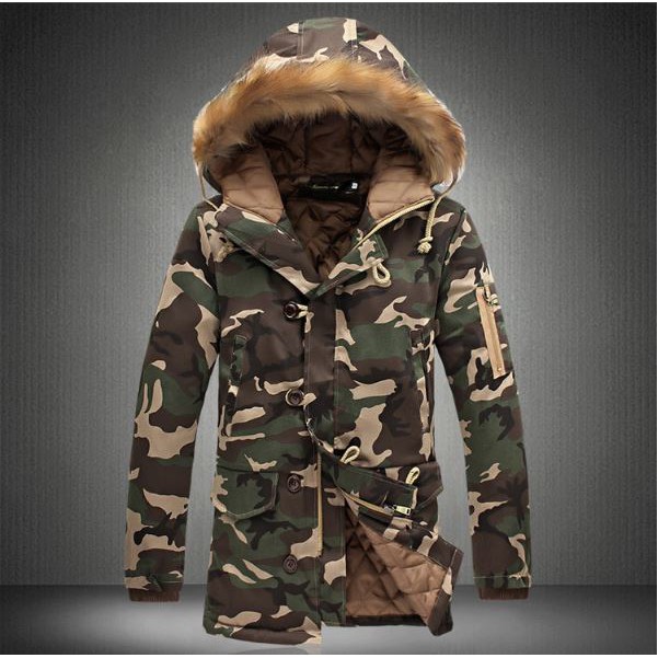 Áo parka nam cao cấp họa tiết Rằn Ri nổi bật ( mũ lông và vải kaki cứng cáp ) Hot thu đông 2018
