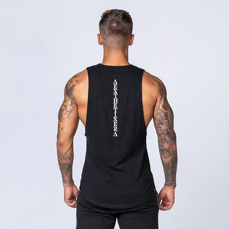 Mens sando tops Cotton Fashion Causal Back Printed Gym Graphic Singlets Korean fashion