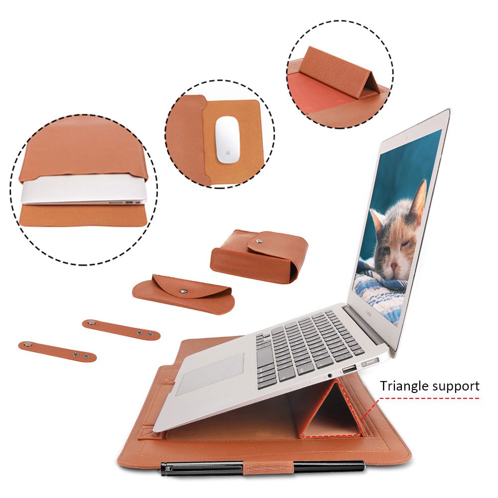 Túi bằng da Pu siêu mỏng chống sốc dùng đựng Laptop 11 / 13 / 15 Inch đa chức năng