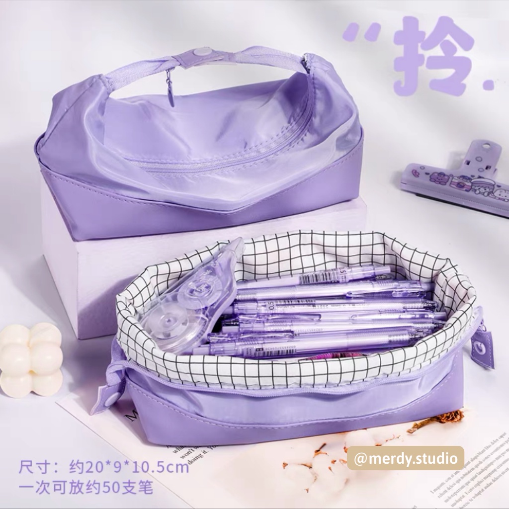 Túi đựng bút pastel siêu to vải dày dặn hoạ tiết caro