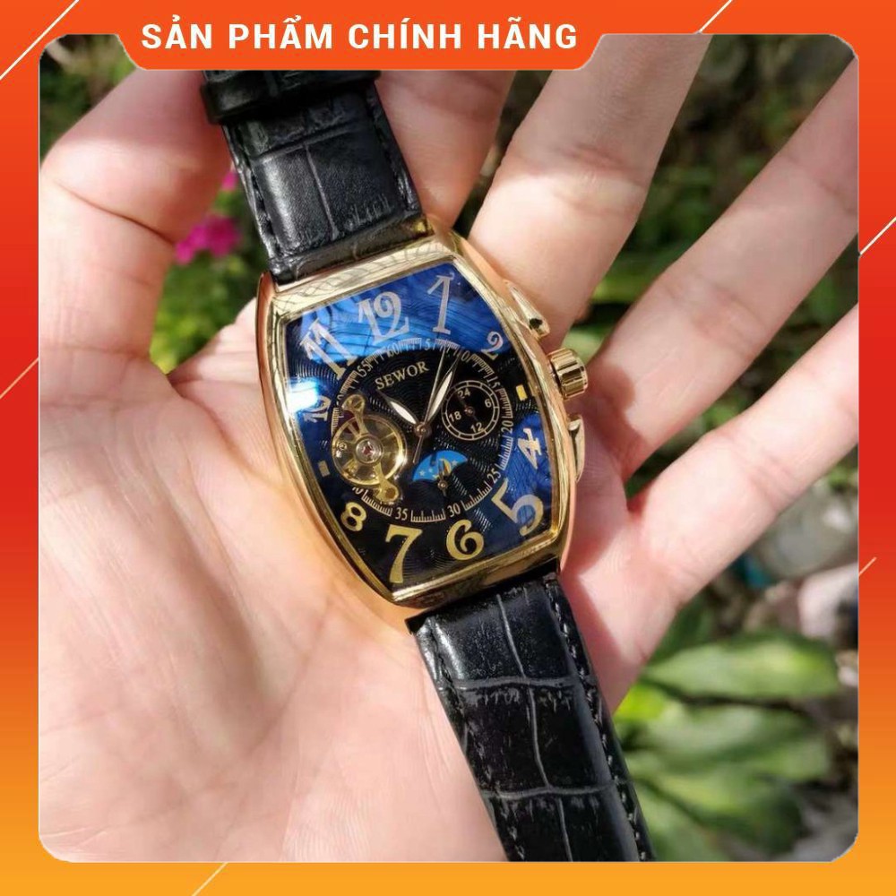 [CHẤT LƯỢNG] Đồng Hồ Cơ Nam Automatic Chính Hãng SEWOR Dây Da Mặt Vuông Sang Trọng Đẳng Cấp