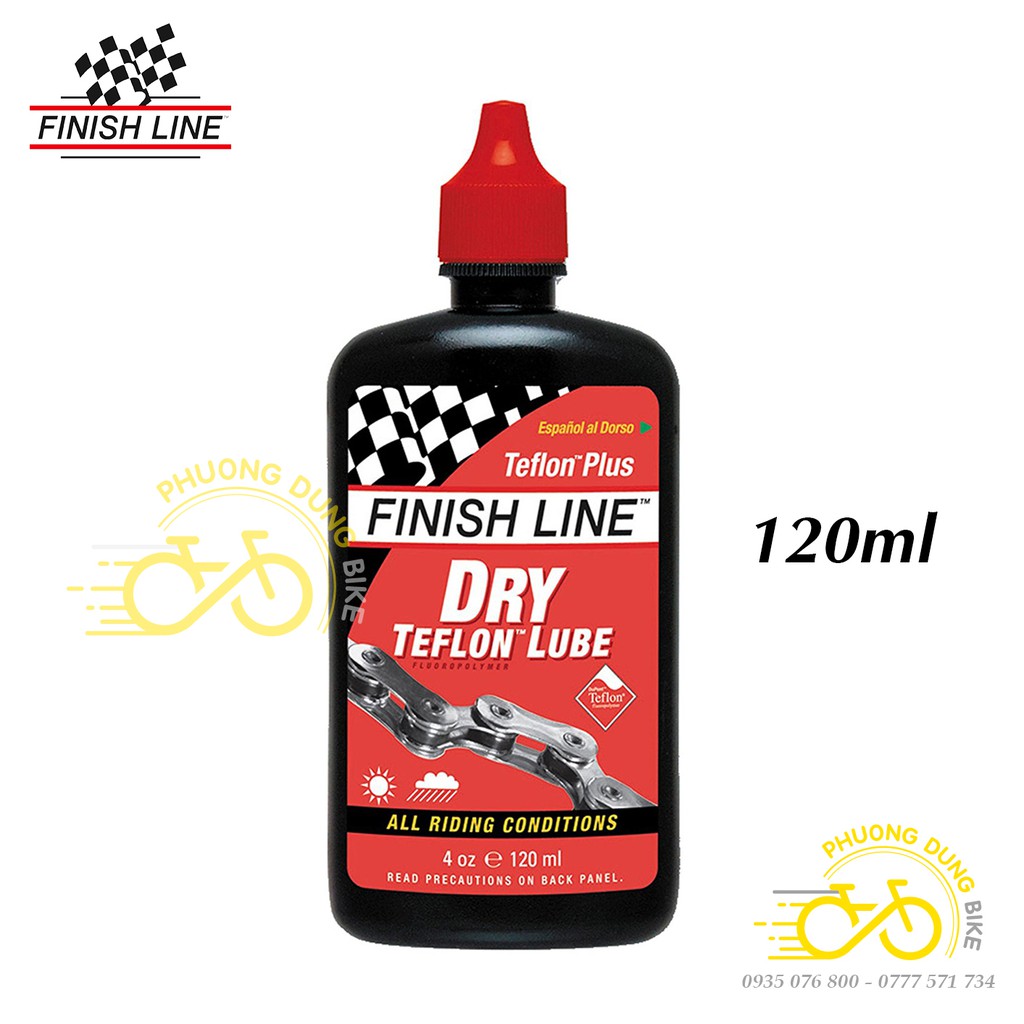 Dầu nhớt tra sên xích líp xe đạp FINISH LINE DRY 120ml - Hàng chính Hãng