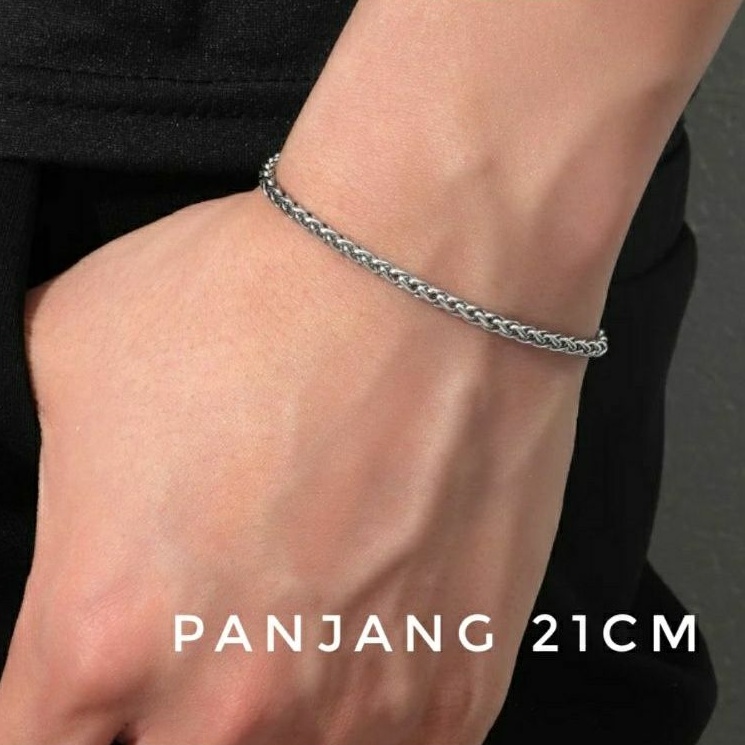 Vòng Tay Dây Xích Tròn Nhỏ Bằng Titan Chống Gỉ Sét Cho Nam Và Nữ