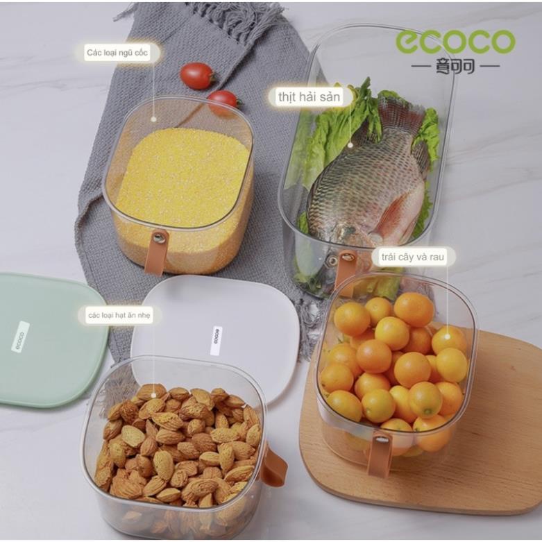 Hộp đựng thực phẩm Ecoco cao cấp nắp siêu kín 100% | Hộp lạnh bảo quản thức ăn tay cầm silicon mẫu mới
